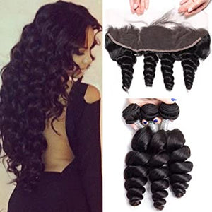 Loose wave full frontal closure 13x4 width, ear to ear.
