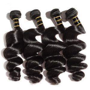 PREMIUM QUALITY 10-30 Inches Loose Wave 100% Brazilian Human Hair Colour 1B Natural Black
