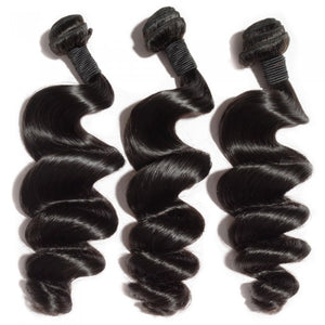 PREMIUM QUALITY 10-30 Inches Loose Wave 100% Indian Human Hair 1B Natural Black
