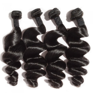 PREMIUM QUALITY 10-30 Inches Loose Wave 100% Indian Human Hair 1B Natural Black