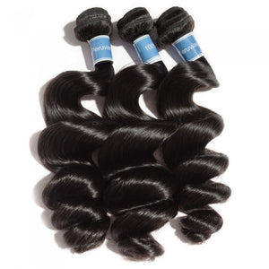PREMIUM QUALITY 10-30 Inches Loose Wave 100% Peruvian Hair Human 1B Natural Black