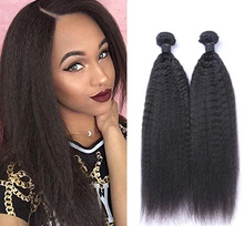 Load image into Gallery viewer, 10AA GRADE QUALITY 10-28 Inches Indian Kinky straight 100% Human Hair Colour 1B Natural Black
