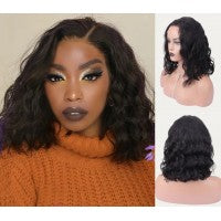 Load image into Gallery viewer, PREMIUM QUALITY #1B  10&quot;- 16 inches&quot; Pre-Plucked 150% Density Body wave HD Transparent Top Quality Swiss Lace Human Hair, Free Part 13x6 Lace Front Wigs
