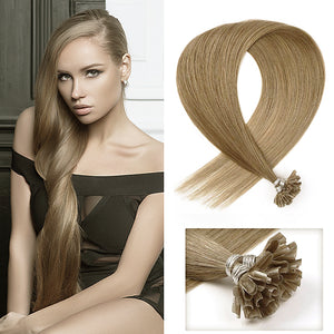 PREMIUM QUALITY 16-24 Inches Straight Nail Tip Remy Human Hair Extensions colour #8 Chocolate brown