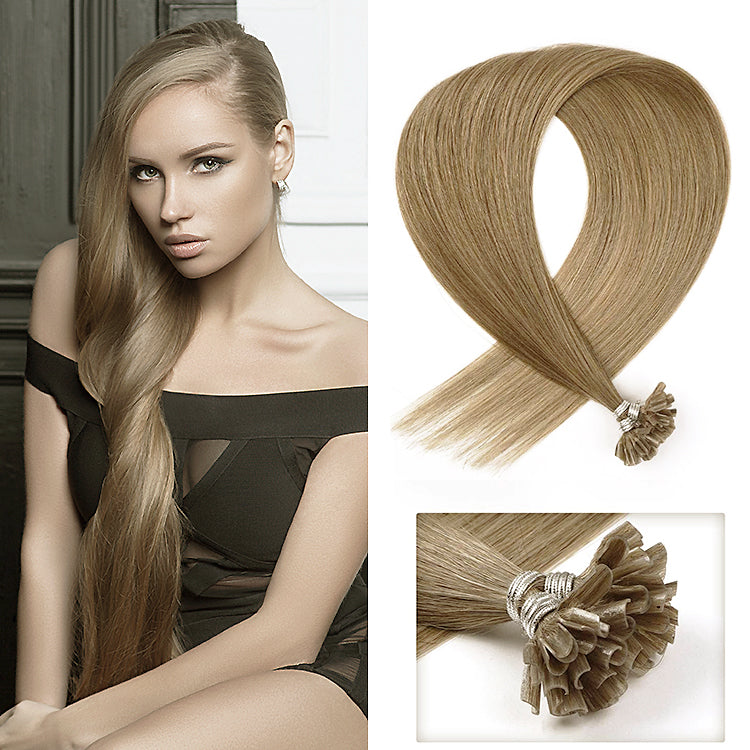 PREMIUM QUALITY 16-24 Inches Straight Nail Tip Remy Human Hair Extensions colour #8 Chocolate brown