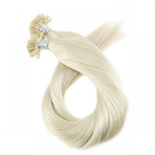 Load image into Gallery viewer, PREMIUM QUALITY 16-24 Inches Straight Nail Tip Remy Human Hair Extensions colour #60 White Blonde
