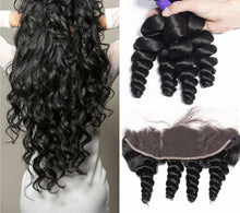 Load image into Gallery viewer, Loose wave full frontal closure 13x4 width, ear to ear.
