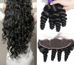 Loose wave full frontal closure 13x4 width, ear to ear.