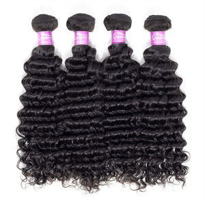 PREMIUM QUALITY 10-30 Inches Deep wave 100% Indian Human Hair Colour 1B Natural Black