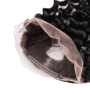 PREMIUM QUALITY 10-20 Inches 22" x 4"x 2" Loose wave #1B Natural Black 360 Lace Frontal