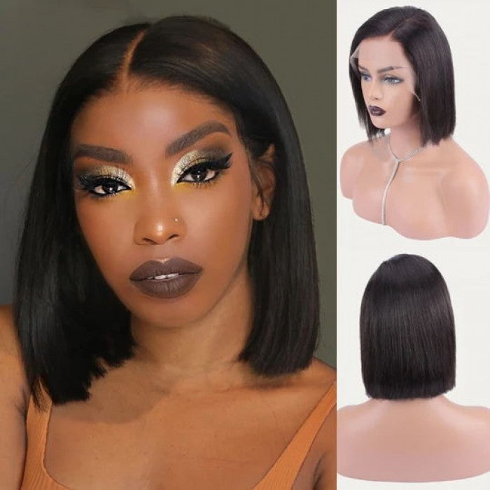 PREMIUM QUALITY #1B HD Undetectable Transparent Straight Lace Front Wig