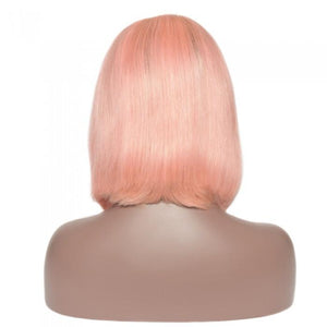 PREMIUM QUALITY Rose Gold Pre-Plucked Human Hair Lace Front Straight Bob Wigs