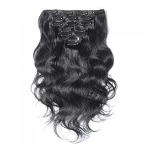 LUXURY PLATINUM 16 to 26 Inches #1 Jet Black 10 pieces body wave Clip In Human Hair Extensions