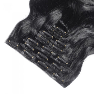 LUXURY PLATINUM 16 to 26 Inches #1 Jet Black 10 pieces body wave Clip In Human Hair Extensions