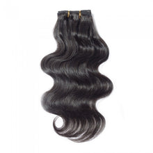 Load image into Gallery viewer, LUXURY PLATINUM 16 to 26 Inches #1B Jet Black 10 pieces Body wave Clip In Human Hair Extensions
