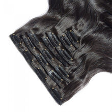 Load image into Gallery viewer, LUXURY PLATINUM 16 to 26 Inches #1B Jet Black 10 pieces Body wave Clip In Human Hair Extensions

