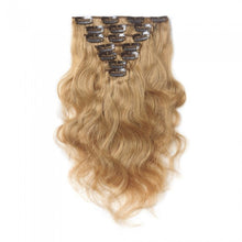 Load image into Gallery viewer, LUXURY PLATINUM 16 to 26 Inches Colour #27 Strawberry blonde 10 pieces Body wave Clip In Human Hair Extensions
