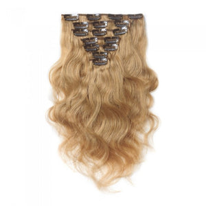 LUXURY PLATINUM 16 to 26 Inches Colour #27 Strawberry blonde 10 pieces Body wave Clip In Human Hair Extensions
