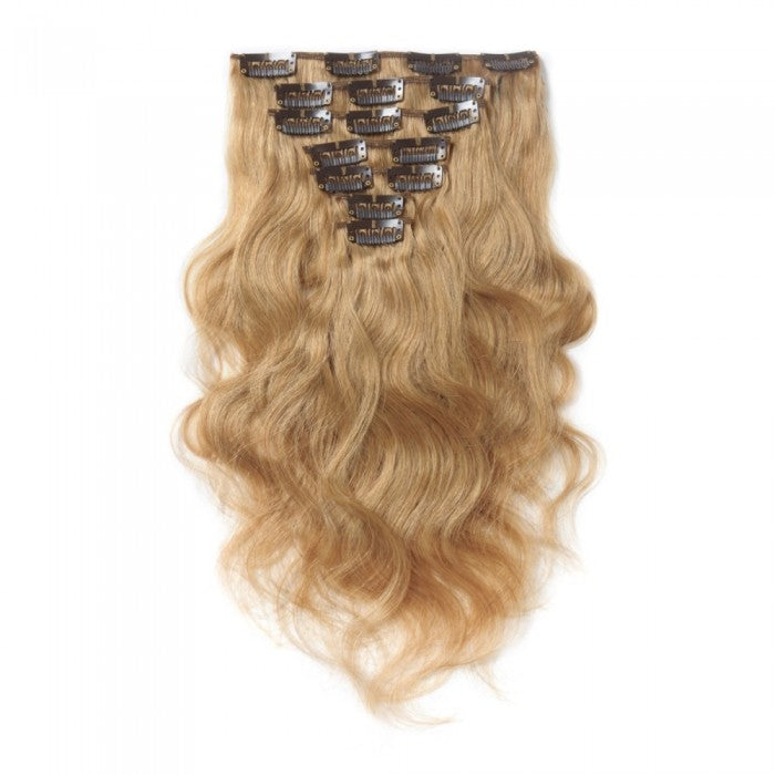 LUXURY PLATINUM 16 to 26 Inches Colour #27 Strawberry blonde 10 pieces Body wave Clip In Human Hair Extensions