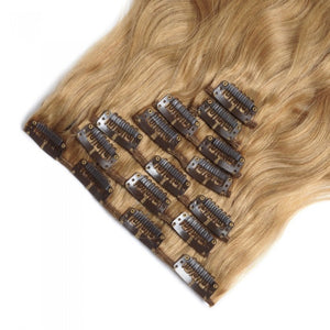 LUXURY PLATINUM 16 to 26 Inches Colour #27 Strawberry blonde 10 pieces Body wave Clip In Human Hair Extensions