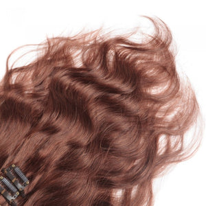 LUXURY PLATINUM 16 to 26 Inches Colour #33 Coffee brown 10 pieces Body wave Clip In Human Hair Extensions