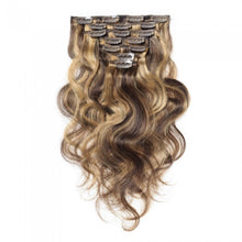 Load image into Gallery viewer, LUXURY PLATINUM 16 to 26 Inches Colour #4/27 Light brown 10 pieces Straight Clip In Human Hair Extensions
