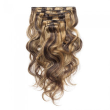 Load image into Gallery viewer, LUXURY PLATINUM 16 to 26 Inches Colour #4/27 Light brown 10 pieces Straight Clip In Human Hair Extensions
