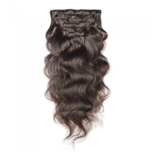 LUXURY PLATINUM 16 to 26 Inches Colour #4 Coffee brown 10 pieces Body wave Clip In Human Hair Extensions