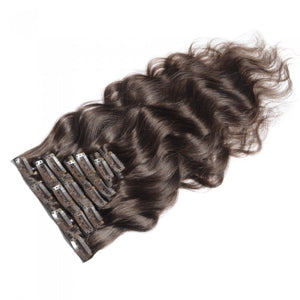 LUXURY PLATINUM 16 to 26 Inches Colour #4 Coffee brown 10 pieces Body wave Clip In Human Hair Extensions