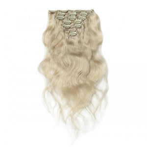LUXURY PLATINUM 16 to 26 Inches Colour #60 White blonde 10 pieces Body wave Clip In Human Hair Extensions