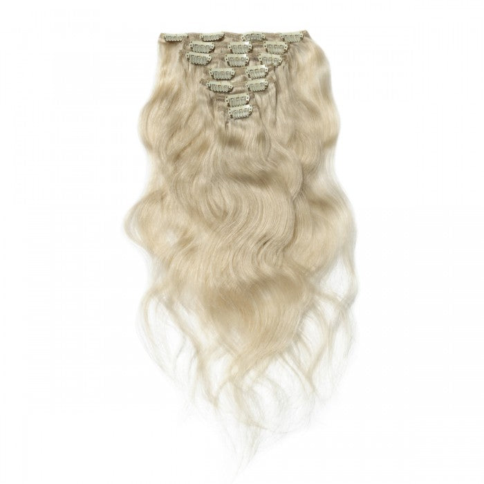 LUXURY PLATINUM 16 to 26 Inches Colour #60 White blonde 10 pieces Body wave Clip In Human Hair Extensions
