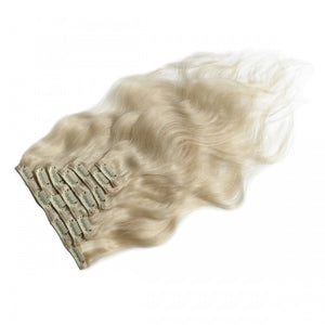 LUXURY PLATINUM 16 to 26 Inches Colour #60 White blonde 10 pieces Body wave Clip In Human Hair Extensions