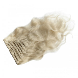 LUXURY PLATINUM 16 to 26 Inches Colour #60 White blonde 10 pieces Body wave Clip In Human Hair Extensions