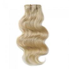 Load image into Gallery viewer, LUXURY PLATINUM 16 to 26 Inches Colour #613 Light blonde 10 pieces Body wave Clip In Human Hair Extensions
