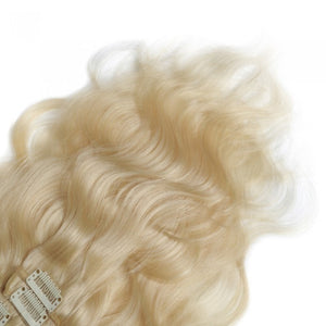 LUXURY PLATINUM 16 to 26 Inches Colour #613 Light blonde 10 pieces Body wave Clip In Human Hair Extensions