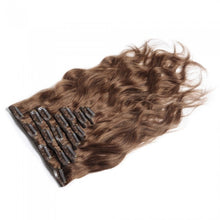 Load image into Gallery viewer, LUXURY PLATINUM 16 to 26 Inches Colour #8 Light brown 10 pieces Body wave Clip In Human Hair Extensions
