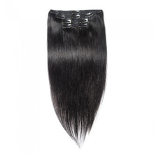 Load image into Gallery viewer, LUXURY PLATINUM 16 to 26 Inches #1 Jet Black 10 pieces Straight Clip In Human Hair Extensions
