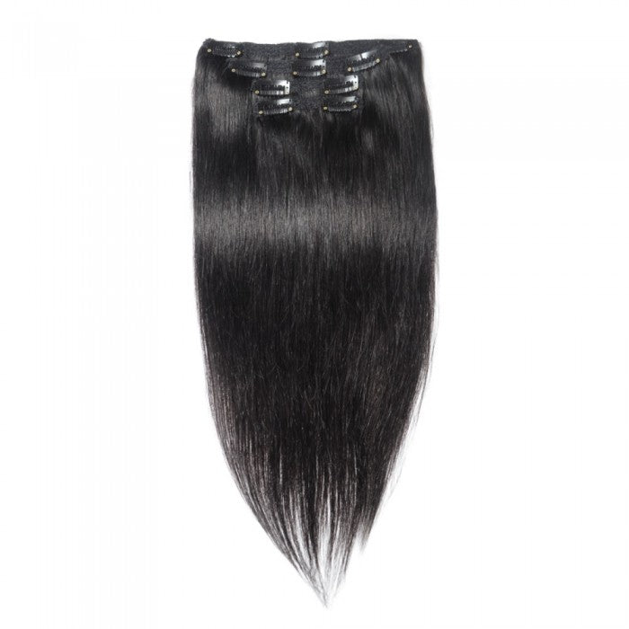 LUXURY PLATINUM 16 to 26 Inches #1 Jet Black 10 pieces Straight Clip In Human Hair Extensions