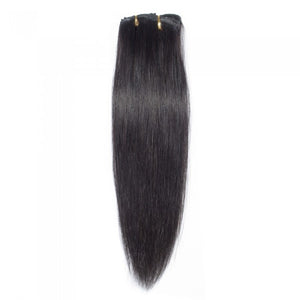 LUXURY PLATINUM 16 to 26 Inches #1B Jet Black 10 pieces Straight Clip In Human Hair Extensions