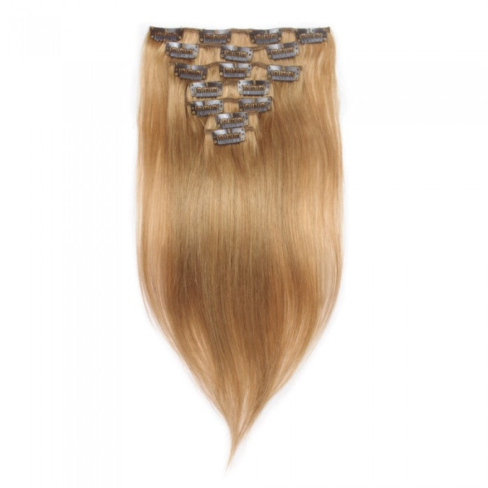 LUXURY PLATINUM 16 to 26 Inches Colour #27 Strawberry blonde 10 pieces Straight Clip In Human Hair Extensions