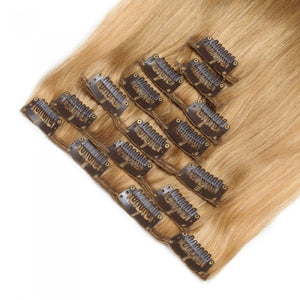 LUXURY PLATINUM 16 to 26 Inches Colour #27 Strawberry blonde 10 pieces Straight Clip In Human Hair Extensions
