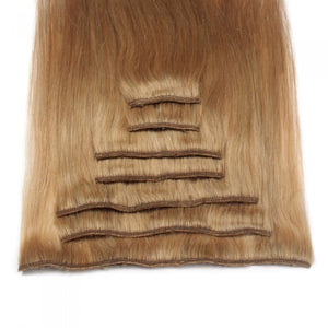 LUXURY PLATINUM 16 to 26 Inches Colour #27 Strawberry blonde 10 pieces Straight Clip In Human Hair Extensions