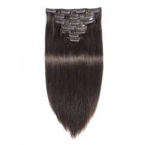 LUXURY PLATINUM 16 to 26 Inches colour #2 Jet Black 10 pieces Straight Clip In Human Hair Extensions