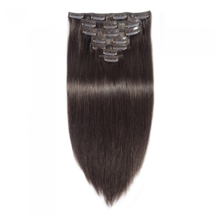 LUXURY PLATINUM 16 to 26 Inches colour #2 Jet Black 10 pieces Straight Clip In Human Hair Extensions
