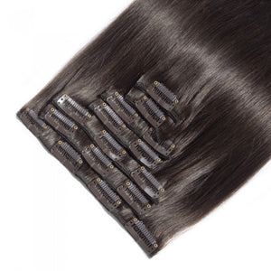 LUXURY PLATINUM 16 to 26 Inches colour #2 Jet Black 10 pieces Straight Clip In Human Hair Extensions