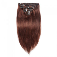 Load image into Gallery viewer, LUXURY PLATINUM 16 to 26 Inches Colour #33 Coffee brown 10 pieces Straight Clip In Human Hair Extensions
