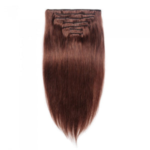 LUXURY PLATINUM 16 to 26 Inches Colour #33 Coffee brown 10 pieces Straight Clip In Human Hair Extensions