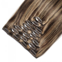Load image into Gallery viewer, LUXURY PLATINUM 16 to 26 Inches Colour #4/27 Light brown 10 pieces Straight Clip In Human Hair Extensions
