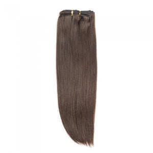 LUXURY PLATINUM 16 to 26 Inches Colour #4 Coffee brown 10 pieces Straight Clip In Human Hair Extensions