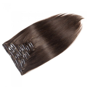 LUXURY PLATINUM 16 to 26 Inches Colour #4 Coffee brown 10 pieces Straight Clip In Human Hair Extensions